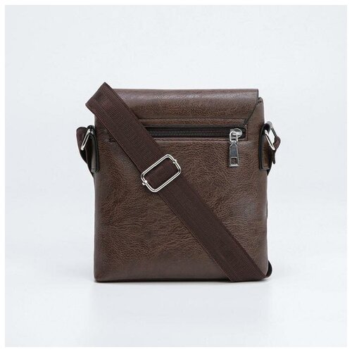 фото Планшет мужской на молнии, наружный карман, длинный ремень, цвет коричневый textura