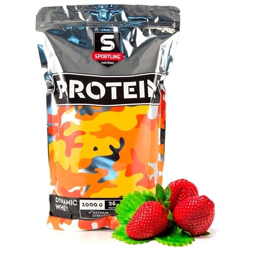 протеин sportline dynamic whey protein 85% клубника 3000г sportline 1362673 Протеин Sportline Nutrition Dynamic Whey Protein, 1000 гр., клубника