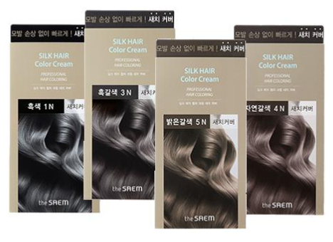 Краска для закрашивания седины THE SAEM Silk Hair Color Cream Gray Hair Natural Brown Black (Коричнево-черный) 60g+60g