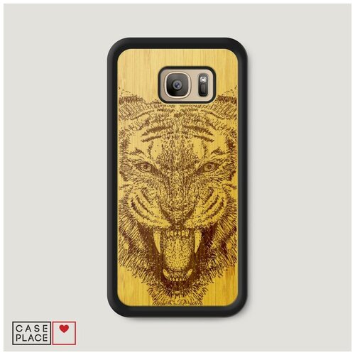 фото Чехол деревянный samsung galaxy s7 лев чернильные точки case place