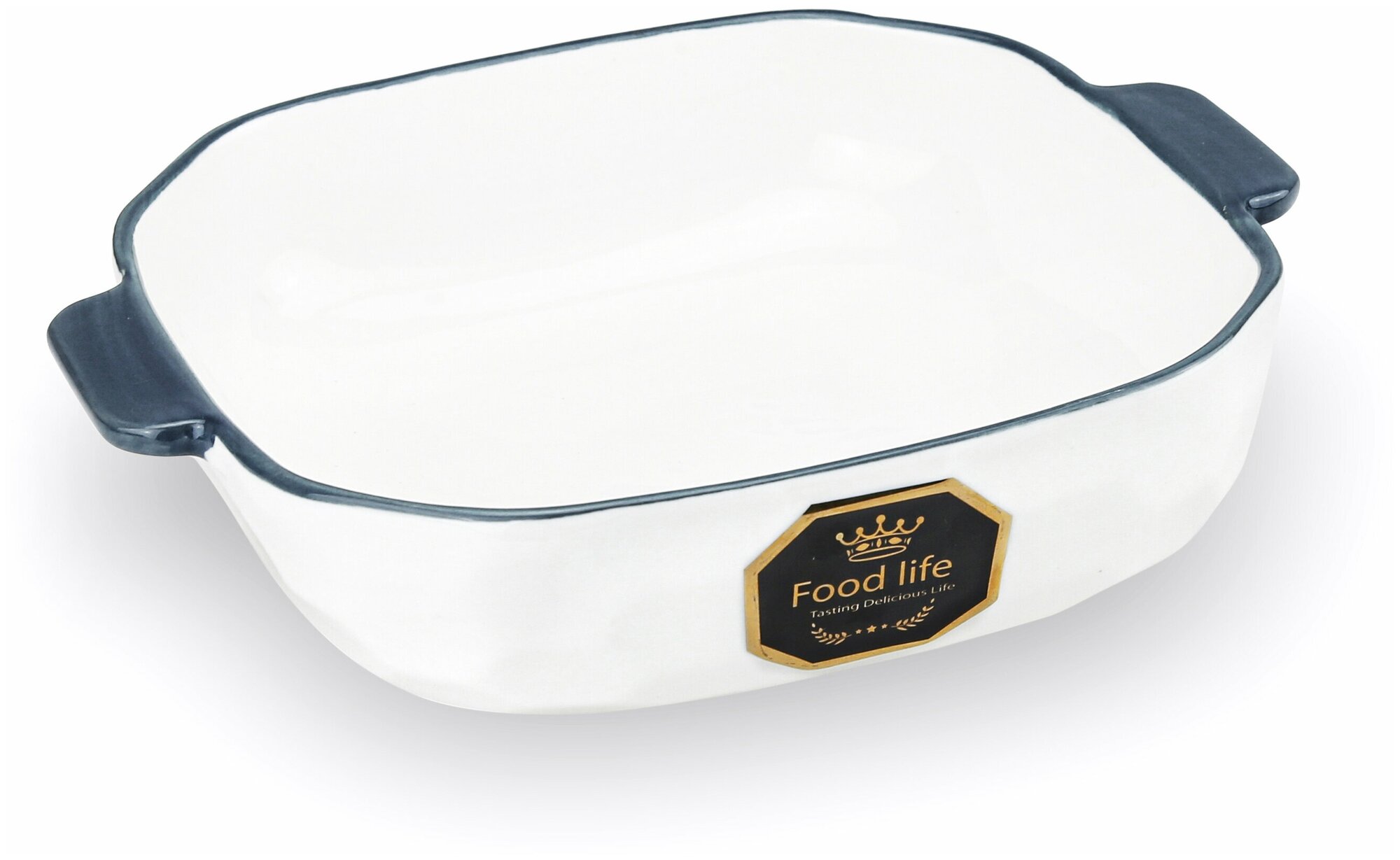 фото Блюдо 198х163х52мм "Food life (Фуд лайф)" с/руч фарфор белый с отводкой с/декор (ДМ)