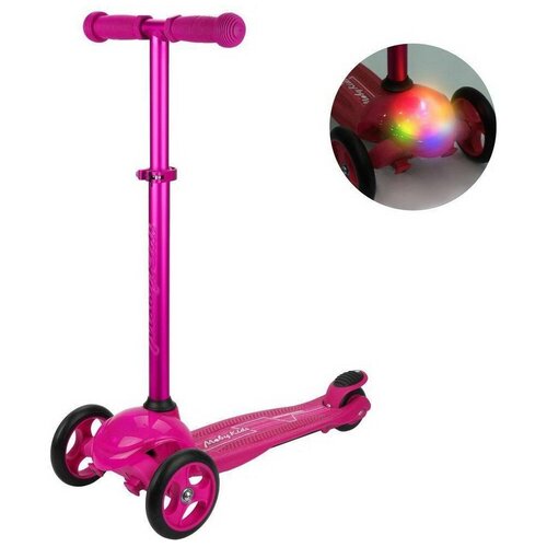 фото Самокат moby kids lights пурпурный, управление наклоном, светится платформа, колесо 120 мм pu