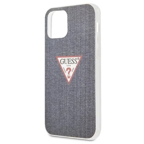 фото Guess для iphone 12/12 pro (6.1) чехол pc/tpu denim triangle logo dark blue