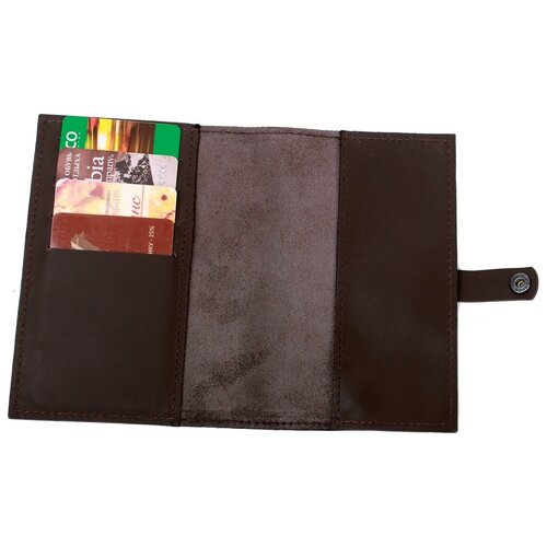 Обложка на паспорт Pattern/ Автодокументница/ 4 отделения для карт/ натуральная кожа/ шоколадный/ 024