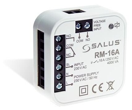 Модульное реле, с беспотенциальным выходным реле NO/NC (16 А, при 220В) SALUS Controls RM-16A