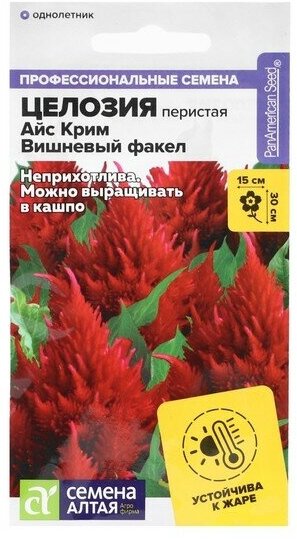 Семена Алтая Семена цветов Целозия Айс Крим "Вишневый факел", перистая, Сем. Алт, ц/п, 10 шт