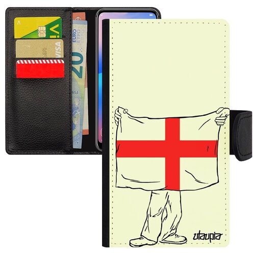 фото Дизайнерский чехол-книжка на мобильный // apple iphone x // "флаг англии с руками" страна дизайн, utaupia, белый