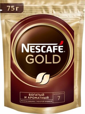 Кофе натуральный растворимый с добавлением молотого Nescafe Gold, 75г