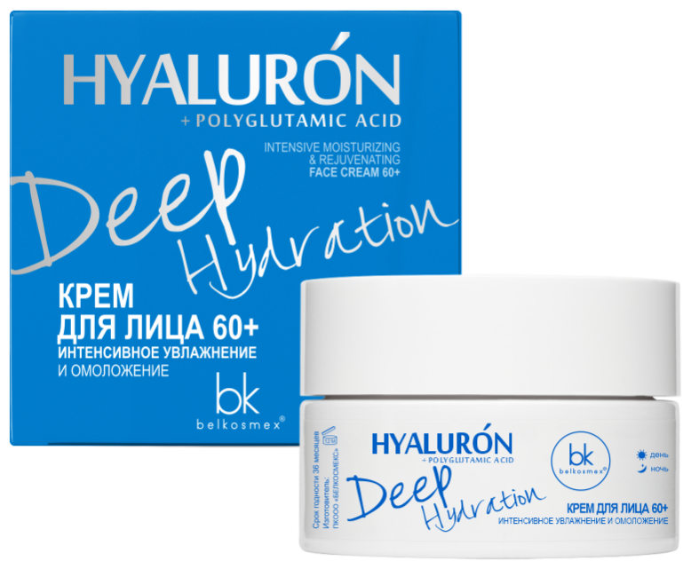 Belkosmex Hyaluron Deep Hydration Крем для лица 60+ Интенсивное омоложение и увлажнение, 48 мл
