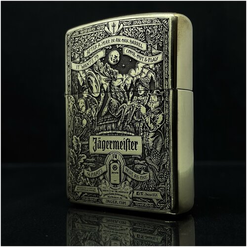 Зажигалка бензиновая Zippo(Armor) Егерместер Custom Латунь с глубокой объемной гравировкой