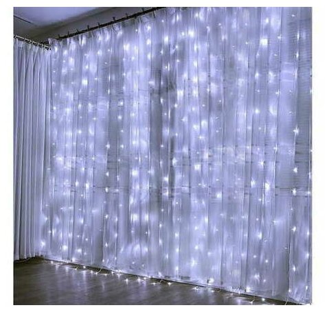 Новогодняя гирлянда-занавеска штора LED 1.5*1.5 м. (холодный белый)