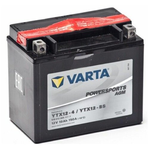 фото Аккумулятор varta powersports 12v/10ач (510 012 009) agm