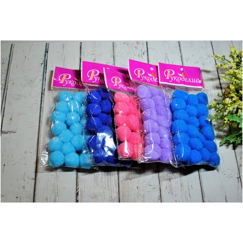 Помпоны для творчества и рукоделия меленькие, мягкие, 25 мм, 100 шт