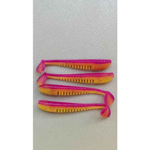 Силиконовая приманка Аваруна (Easy Shad) 89мм (6шт) Сиренево-желтый (Sliva Lime).