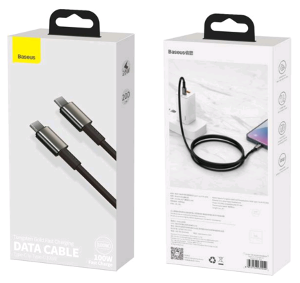 Кабель Baseus Tungsten Gold Fast Charging Data Cable Type-C to Type-C 100W 1m (CATWJ-A01)
