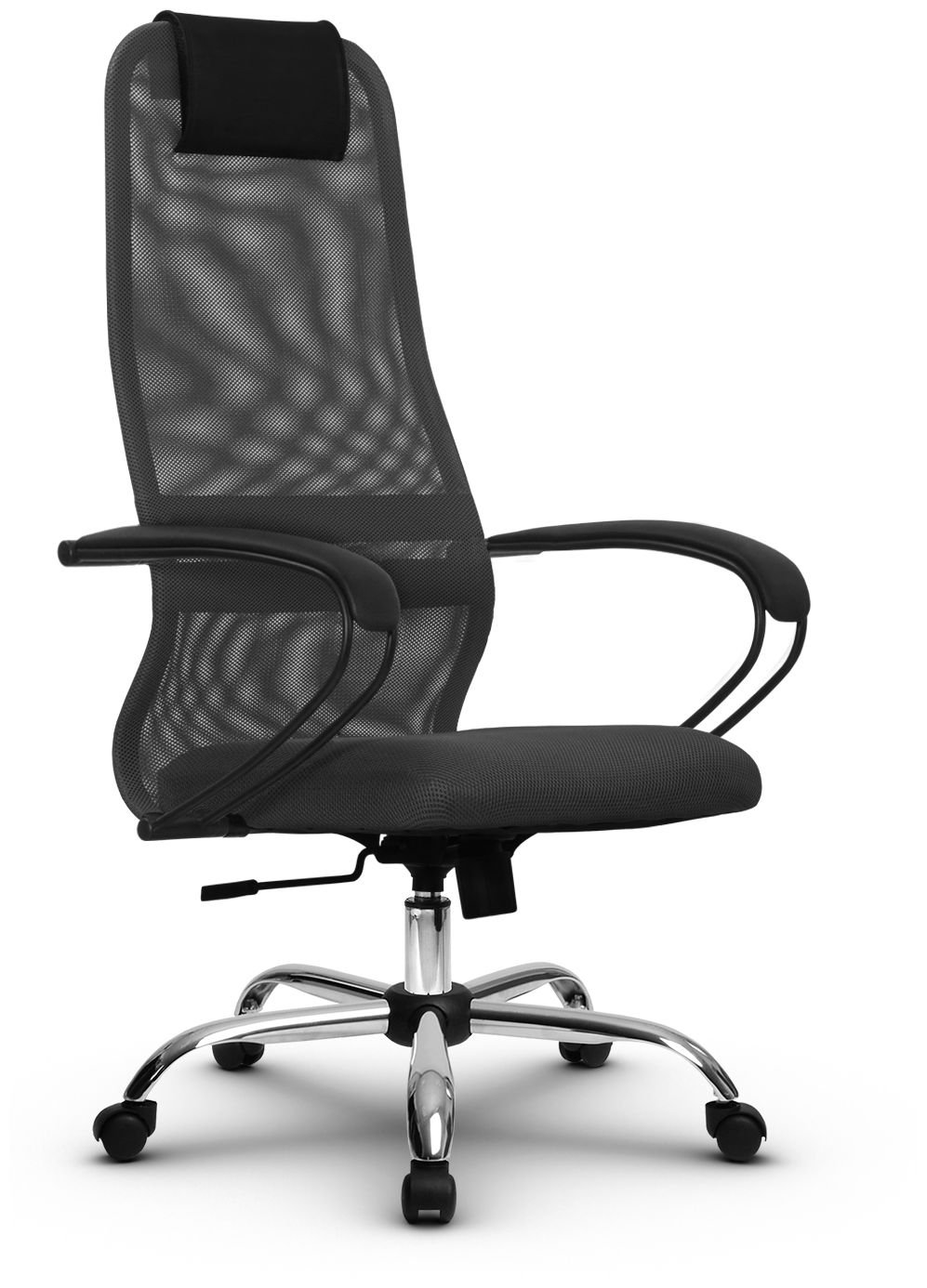 Кресло Метта BP-8, темно-серый/темно-серый, хром (SU-B-8/подл.130/осн.003)