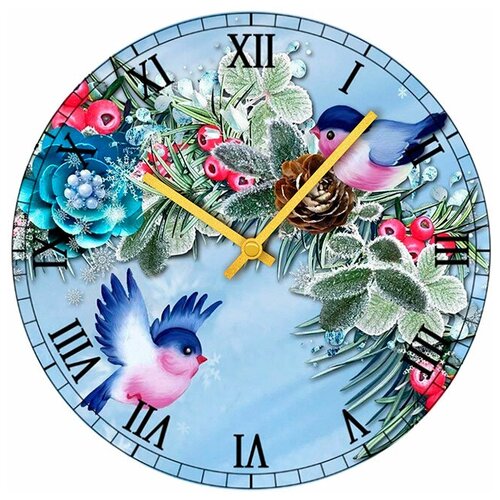 фото Svs настенные часы svs 4001056 classic птички с шишкой