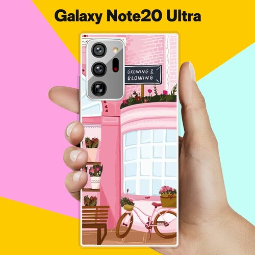 Силиконовый чехол на Samsung Galaxy Note20 Ultra Розовые здания / для Самсунг Галакси Ноут 20 Ультра чехол книжка сердечки на белом столе на samsung galaxy note 20 ultra самсунг ноут 20 ультра с эффектом блика золотой