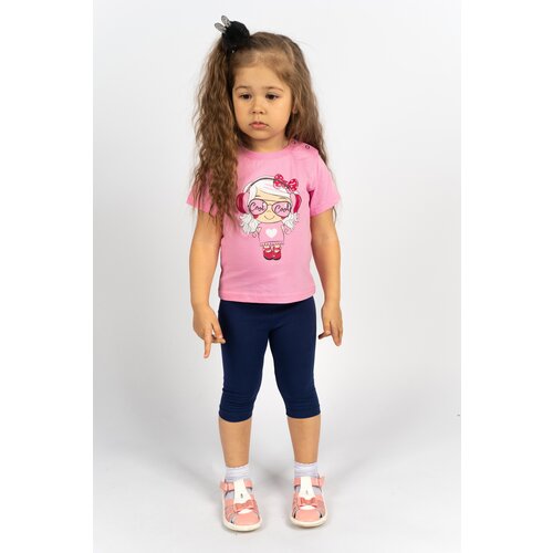 Комплект одежды Let's Go, футболка и бриджи, повседневный стиль, размер 92, розовый, синий