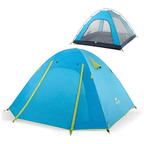 Палатка Naturehike P-Series 4-местная, алюминиевый каркас, голубая