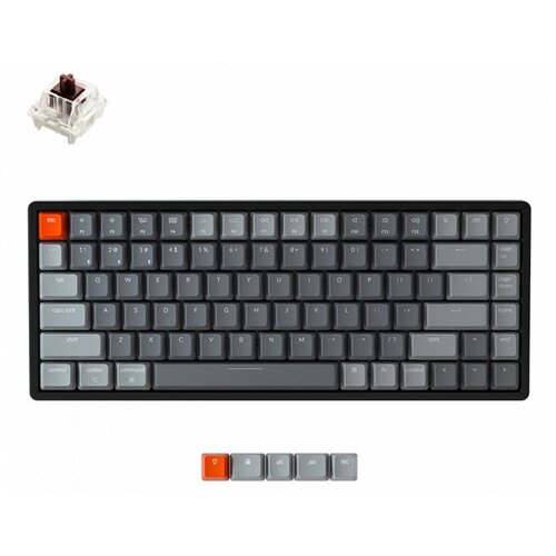 клавиатура keychron q6 n2 rgb blue switch grey q6 n2 ru Беспроводная механическая клавиатура Keychron K2, 84 клавиши, алюминиевый корпус, RGB подсветка, Hot-Swap, Gateron Brown Switch