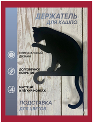 Кронштейн для кашпо - "кот" / Держатель для цветов в горшке настенный