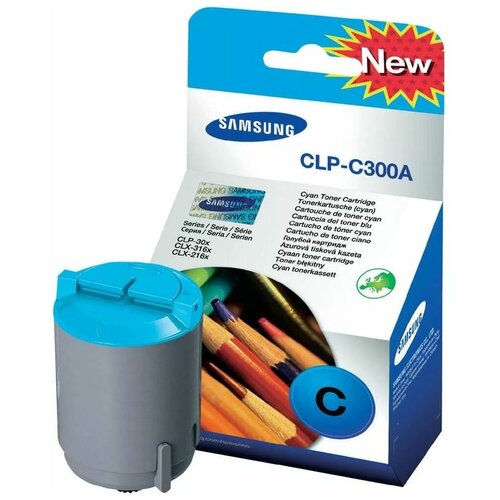 Лазерный картридж Samsung CLP-C300A Cyan картридж samsung clp c300a