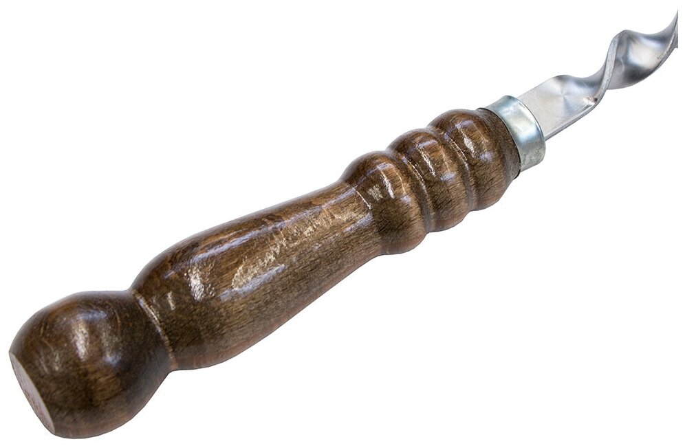 Шампур плоский 600х14х3 мм с деревянной ручкой Шарик, цвет орех - фотография № 2