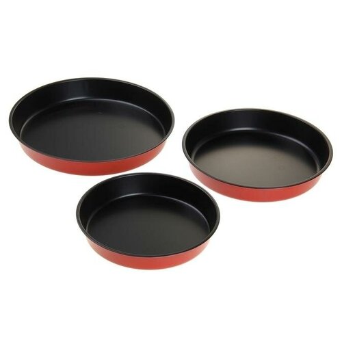 фото Набор форм для выпечки "ренард. круг", 3 шт: 32/28/24 см, антипригарное покрытие доляна