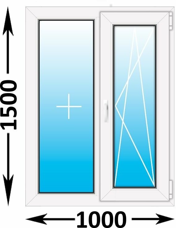 Пластиковое окно Veka WHS двухстворчатое 1000x1500 (ширина Х высота) (1000Х1500)