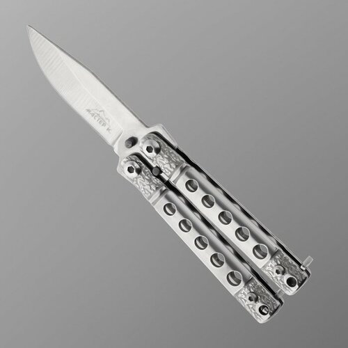нож мини фиолетовый Нож-бабочка Киллер 11см, клинок 40мм/1,1мм, серебристый