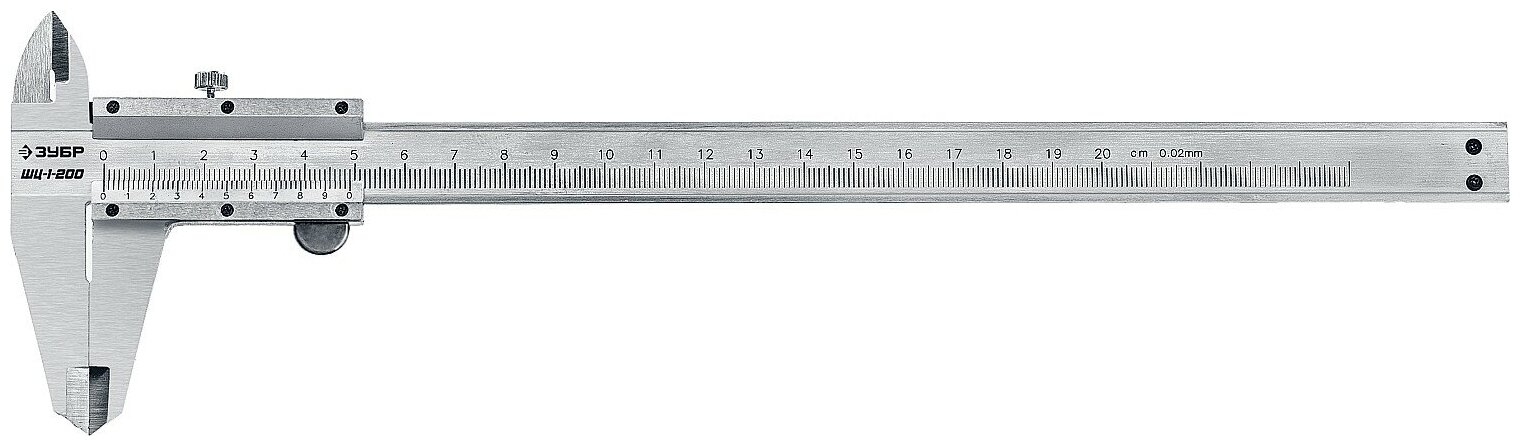 ЗУБР ШЦ-1-200, 200 мм, стальной штангенциркуль, Профессионал (34514-200)