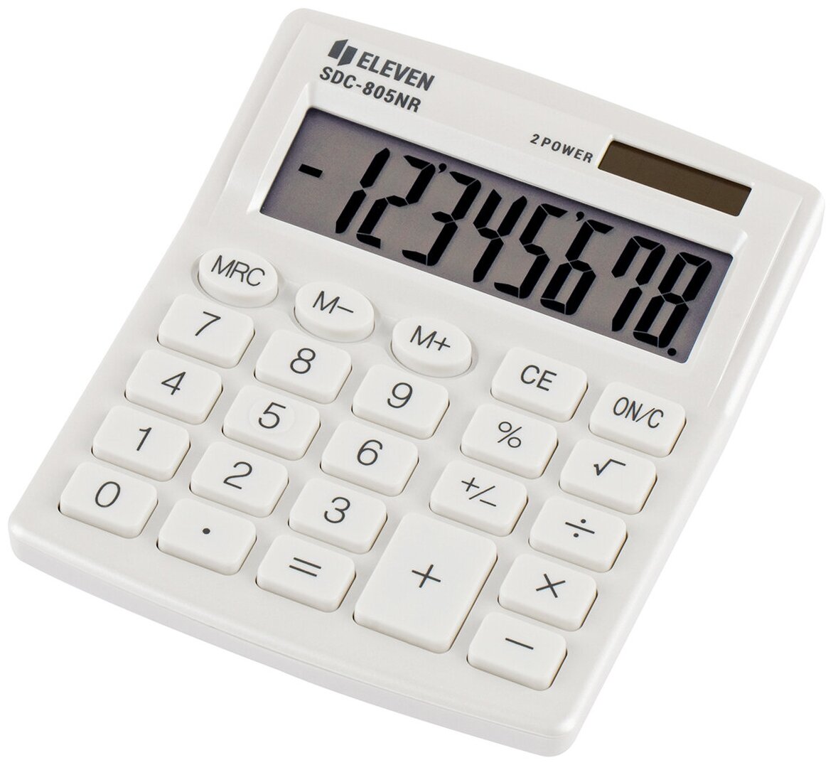 Калькулятор настольный Eleven SDC-805NR-WH 8 разр двойное питание 127*105*21мм белый