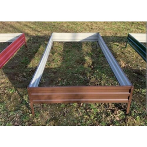 «Усиленная металлическая грядка» 1х3метр. полимер. цвет коричневый высота 20см (метровые секции)