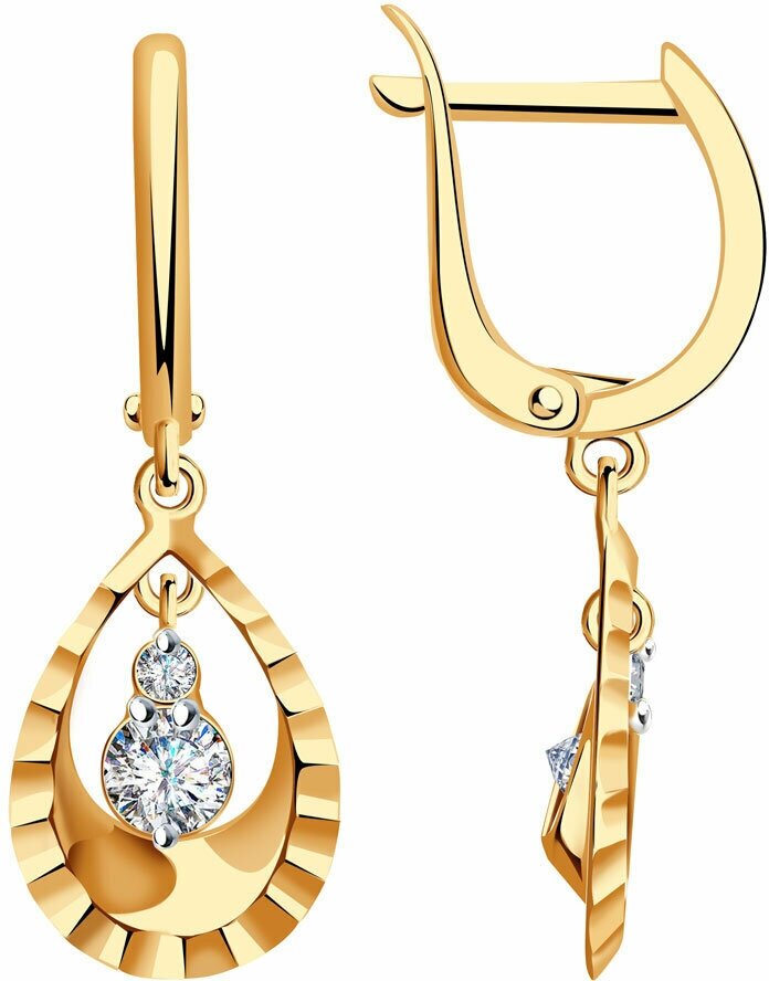 Серьги Diamant online, красное золото, 585 проба, фианит