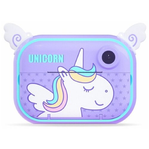 Детский фотоаппарат Children HD camera с моментальной печатью цвет фиолетовый с рисунком единорог размер 126 х 85 х 42 см 500000₽