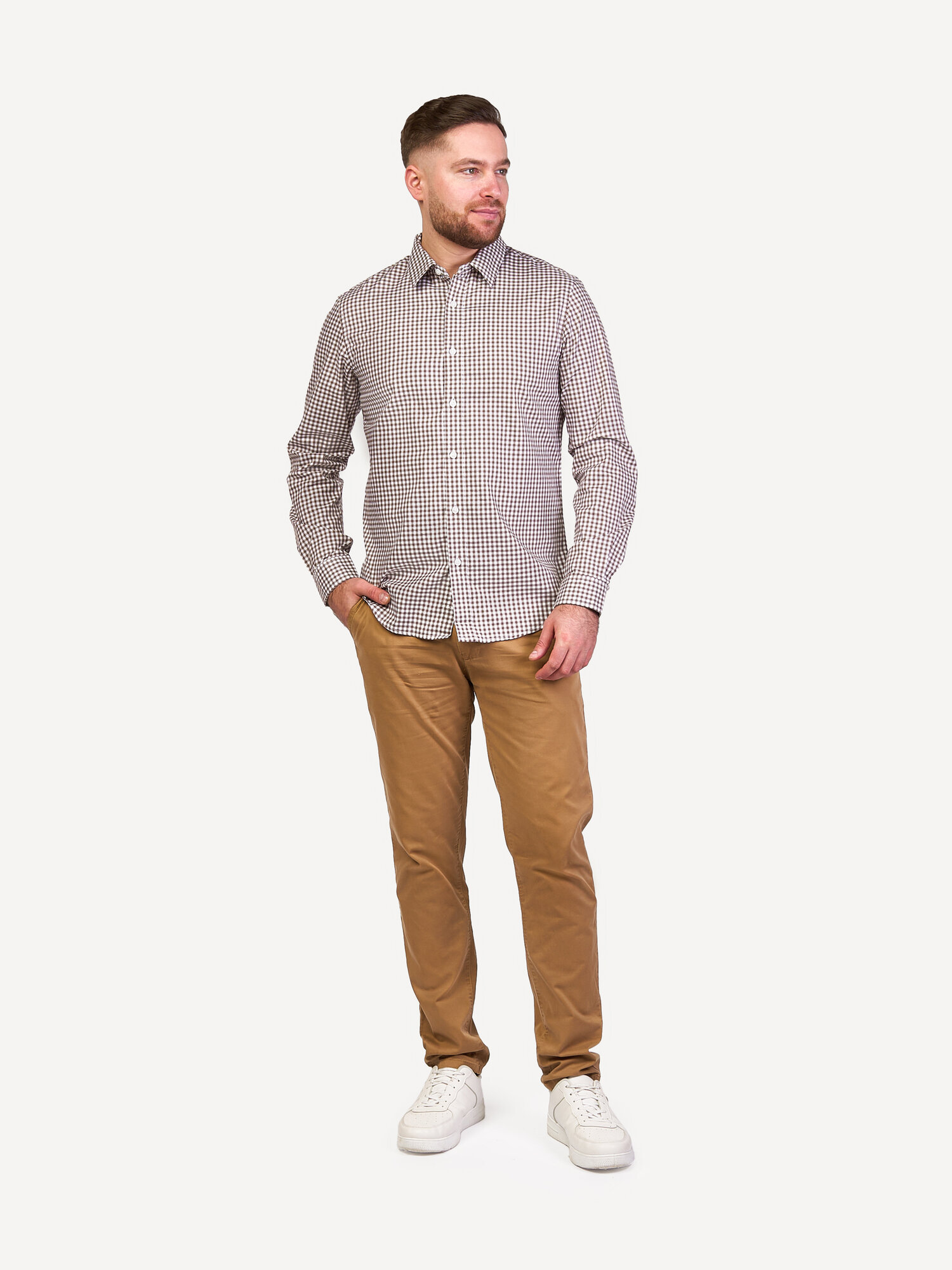 Рубашка GUESS, размер 2XL, коричневый — фото 1