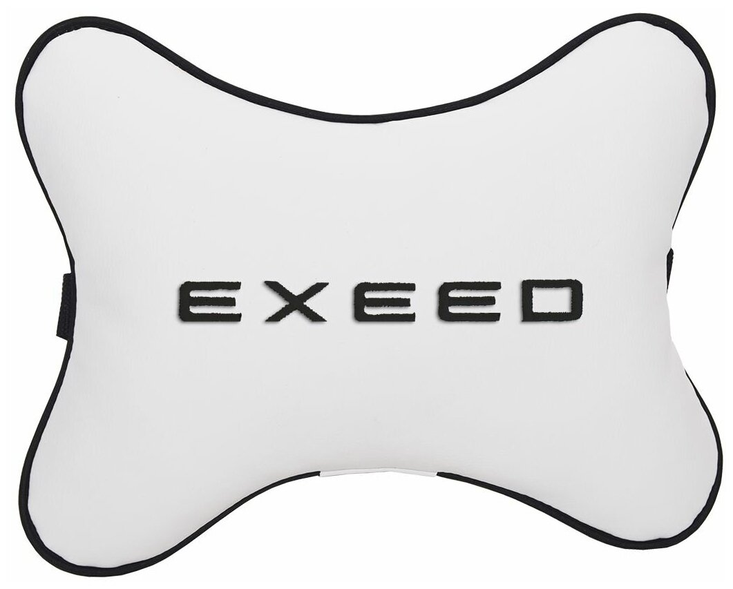 Автомобильная подушка на подголовник экокожа Milk с логотипом автомобиля EXEED