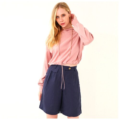 фото Худи женское укороченное с капюшоном/с завязками/ спортивная/размер one size 42-46 не определен