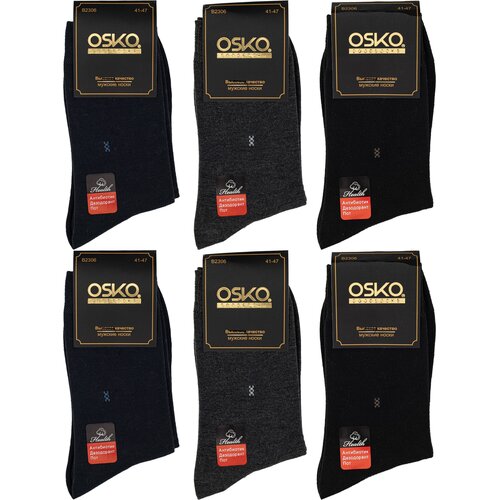 Носки OSKO, 12 пар, размер 41-47, черный, синий, серый, коричневый носки osko 12 пар размер 41 47 серый синий черный