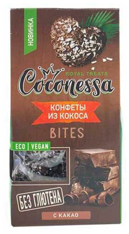 Конфеты Coconessa кокосовые с какао, 90г, 4 шт