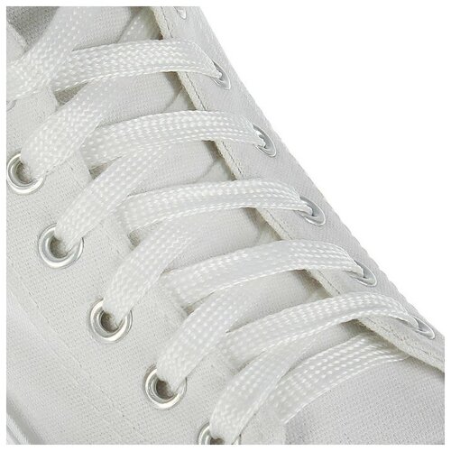 ONLITOP Шнурки для обуви, пара, плоские, 8 мм, 120(+/- 10) см, цвет белый