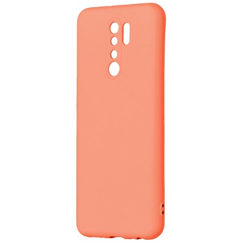 Матовый силиконовый чехол-накладка с бархатной подкладкой из микрофибры PERO для Xiaomi Redmi 9 / Silicone Case на Сяоми Редми 9 , коралловый