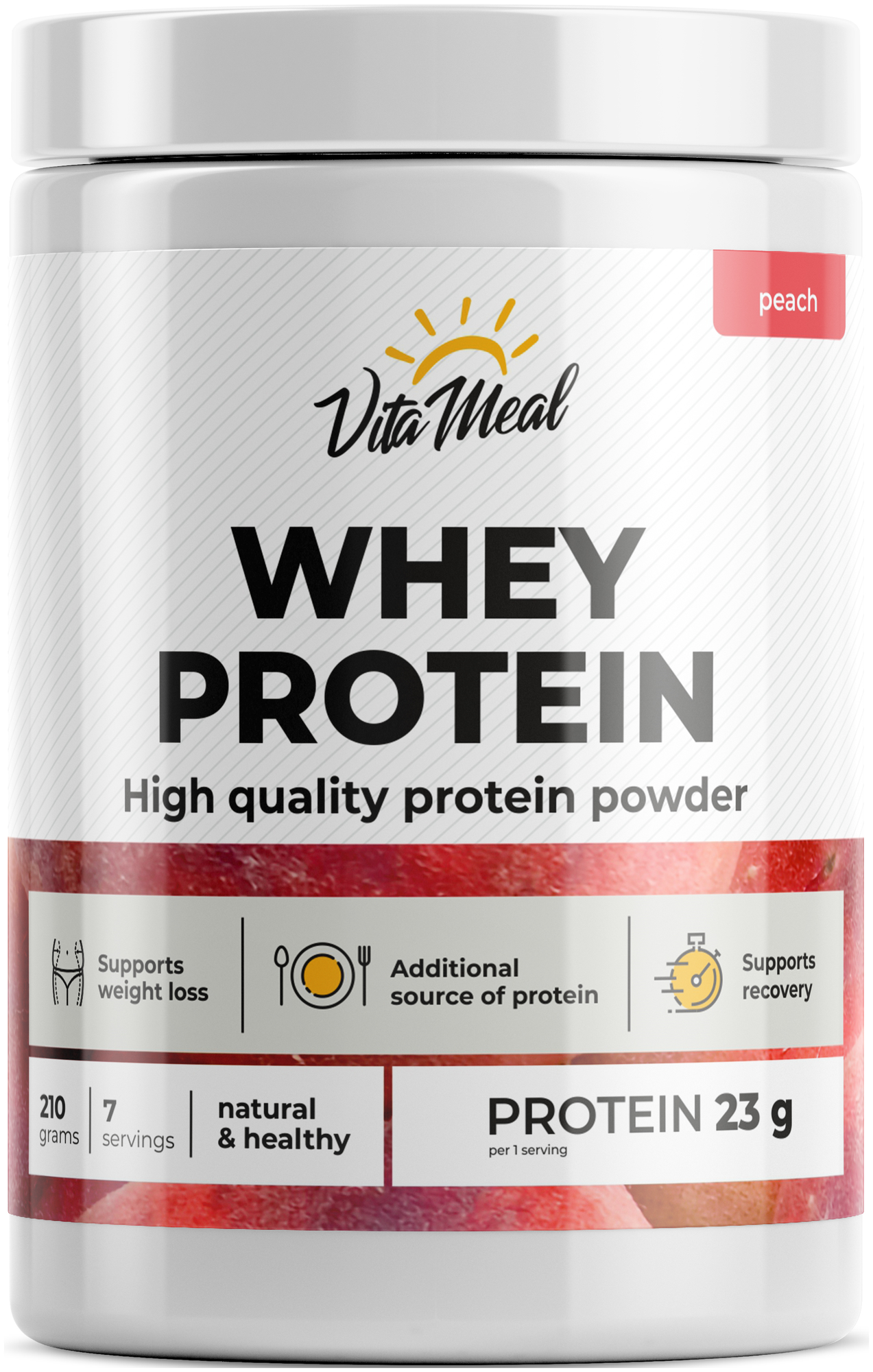 Сывороточный протеин 7 порций VitaMeal Whey Protein (банка) 210 г Персик