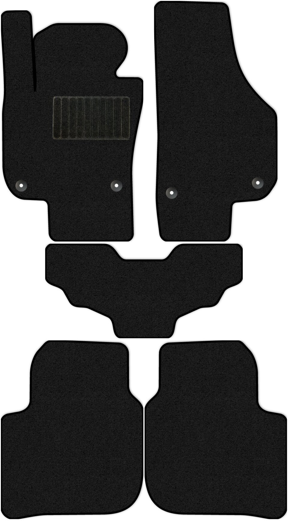 Коврики в салон текстильные Allmone "Стандарт" для Skoda Superb 2 2008 - 2015, черные, 5шт. / Шкода Суперб 2