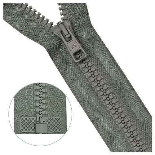 фото Молния трактор тип 10 (6мм) 1 замок 70см arta (074 серый) 5 шт