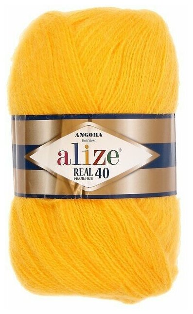 Пряжа Alize Angora Real 40 (Ангора Реал 40) - 1 шт цвет 216 желтый 40% шерсть, 60% акрил 100г 480м
