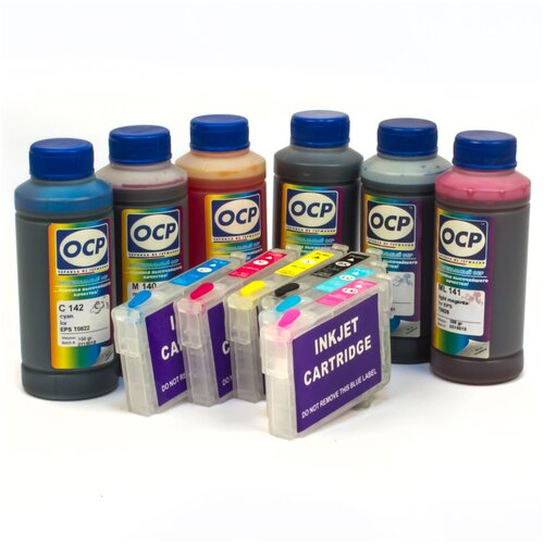 фото Набор перезаправляемых картриджей и чернила ocp для epson stylus photo 1410, r270, r290, rx610, rx615, r390, rx590, r295, rx690