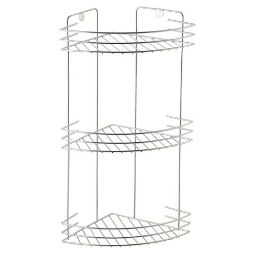 Полка для ванной угловая Del Mare, 3-х ярусная, 19 x 19 x 41 см, хром