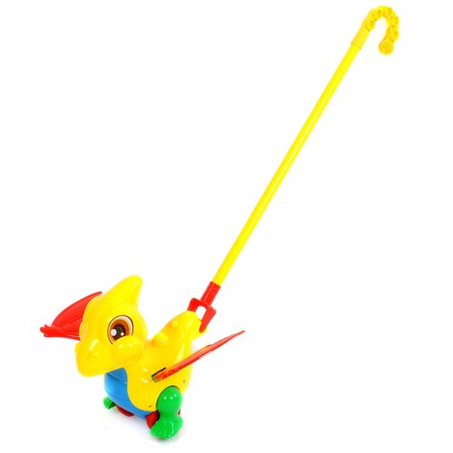 Детская развивающая игрушка-каталка PlaySmart с ручкой Дракончик (со звуковыми эффектами)